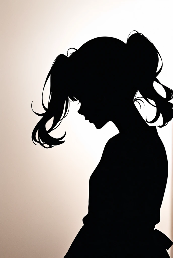 Silhouette-only picture of a girl with twin tails