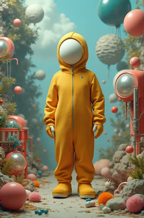 Make an image with random objects that you can think of and a stuffed jumpsuit.