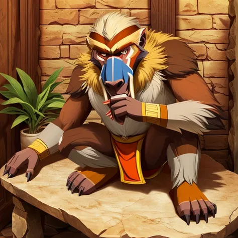 Masterpiece, HD, high resolution, high quality, best quality, super detailed. Solo character alone. Fantasy art.
{{(A 3-years-old male--mandrill-runner:(appearance: -mandrill-head. real-younger-mandrill-face. Cute-Mandrill-yellow-brown-color-eyes. Cute-Man...