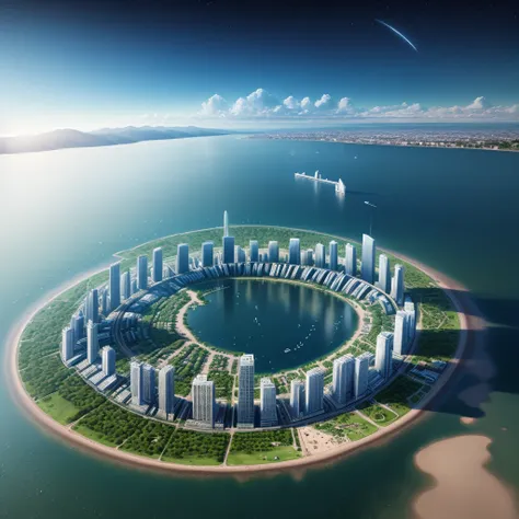 city ​​of the future on a lake