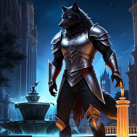 Masterpiece, HD, high resolution, high quality, best quality, super detailed. Solo character alone. Fantasy art.
{{(A 25-years-old male-werewolf king:(appearance: body full covered in black-wolf-fur. Black-Wolf-face. Wolf-mouth with fangs. Black-Wolf-ears....