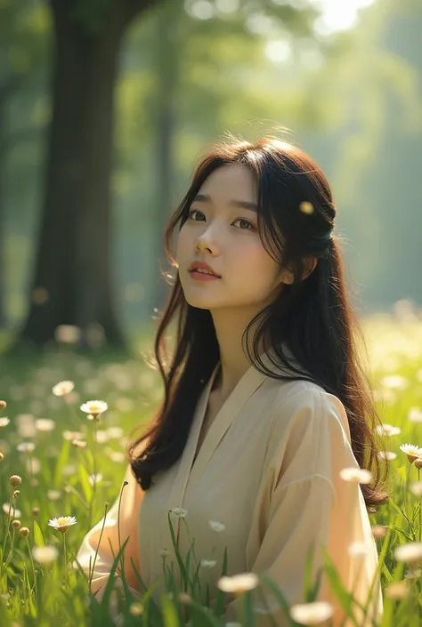 A 23-year-old Korean woman enjoying the beauty of nature 