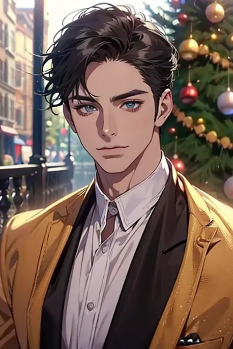 (best quality,4k,8k,highres,masterpiece:1.2),ultra-detailed,(realistic,photorealistic,photo-realistic:1.37),30 year old man,3 day beard,handsome anime,portraits,strong,masculine,dark hair,sharp jawline,mesmerizing eyes,perfectly styled hair,cool anime outf...