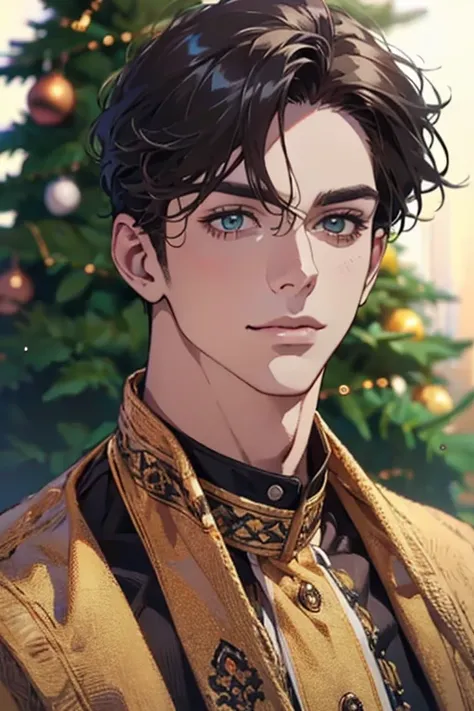 (best quality,4k,8k,highres,masterpiece:1.2),ultra-detailed,(realistic,photorealistic,photo-realistic:1.37),30 year old man,3 day beard,handsome anime,portraits,strong,masculine,dark hair,sharp jawline,mesmerizing eyes,perfectly styled hair,cool anime outf...