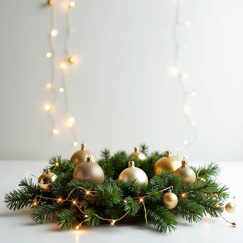 real nice Christmas decorations in a white background with space in the middle 