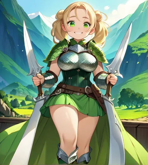 Masterpiece, HD, high resolution, high quality, best quality, super detailed. Solo character alone. Fantasy art.
{{(A 20-years-old norse-rogue-youngwoman:(appearance: Medium blonde-golden-hair tied in two-high-twintails. fair skin. Very beautiful face. Che...