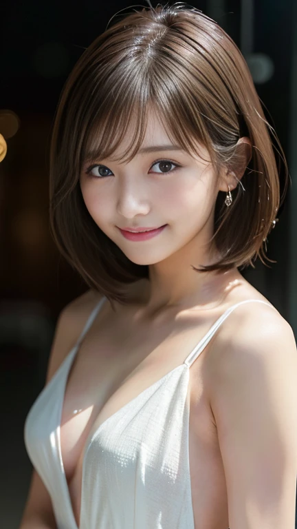 (smile)、smileが眩しい、素敵なsmile、Scattering of debris、Best Quality、shape、 Very detailed、Medium short hair length、The fine details、 High resolution、8K Dende Wallpaper、 perfect dynamic structural shape、Beautiful girls、Clear、Beautiful face in every detail、beautiful...