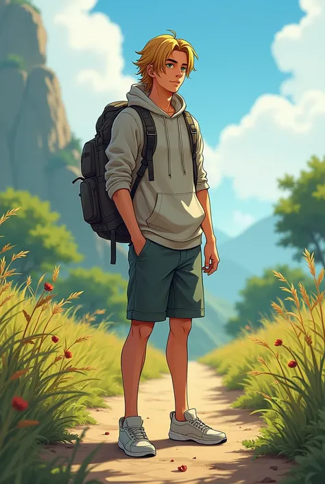 . Character: Sohel (Male)
Color: Light skin
Hair: Medium, straight, golden color
Eyes: Green
Clothing: Hoodie, shorts, sneakers
Nature: Adventure-loving, independent-minded, good at sports
Specialty:prefers in village  areas or road trips