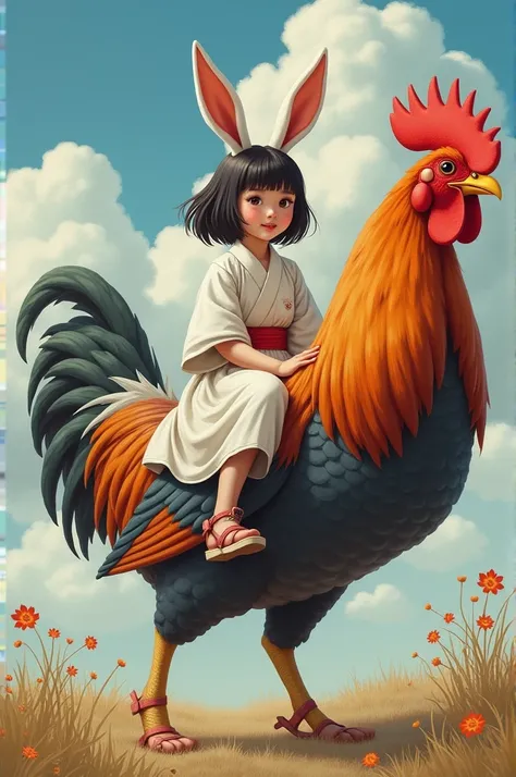  Japanese girl,  with rabbit ears,  riding a giant cock  