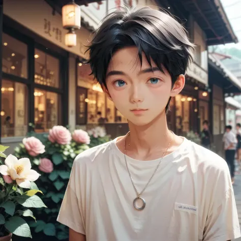 (((score_9))), score_8_up, score_7_up, (master piece),ナギくん,1boy,black hair,(bad mood:0.8),slim,petite,dark tone shirt,dark blue eye,platinum necklace