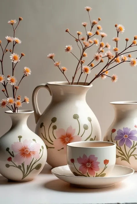 Flower decoration drawings for pottery 