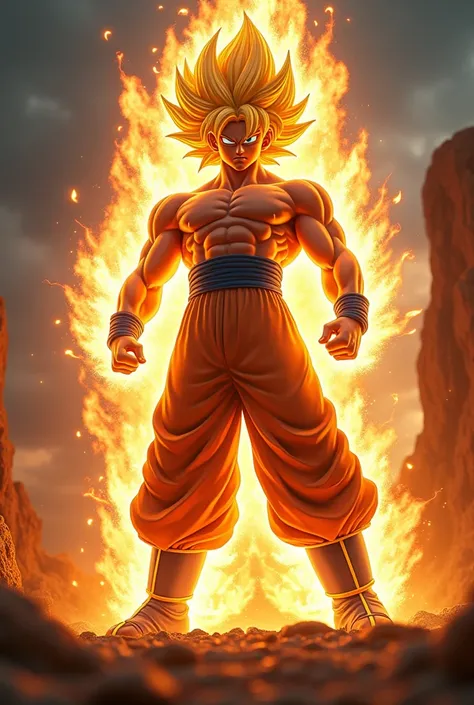 (best quality,4k,8k,highres,masterpiece:1.2),ultra-detailed,(realistic,photorealistic,photo-realistic:1.37),dragon ball z, 3d animation, super saiyan, amazing aura, intricate details, dynamic poses, powerful energy effects, cinematic lighting, vibrant colo...