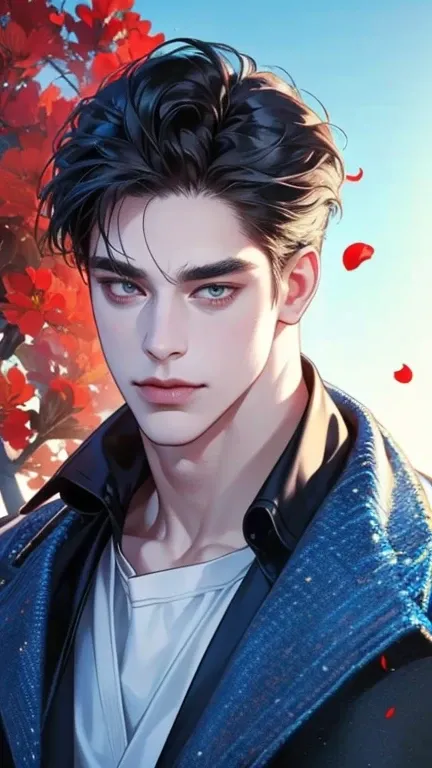 (best quality,4k,8k,highres,masterpiece:1.2),ultra-detailed,(realistic,photorealistic,photo-realistic:1.37),36 year old man,3 day beard,handsome anime,portraits,strong,masculine,dark hair,sharp jawline,mesmerizing eyes,perfectly styled hair,cool anime outf...