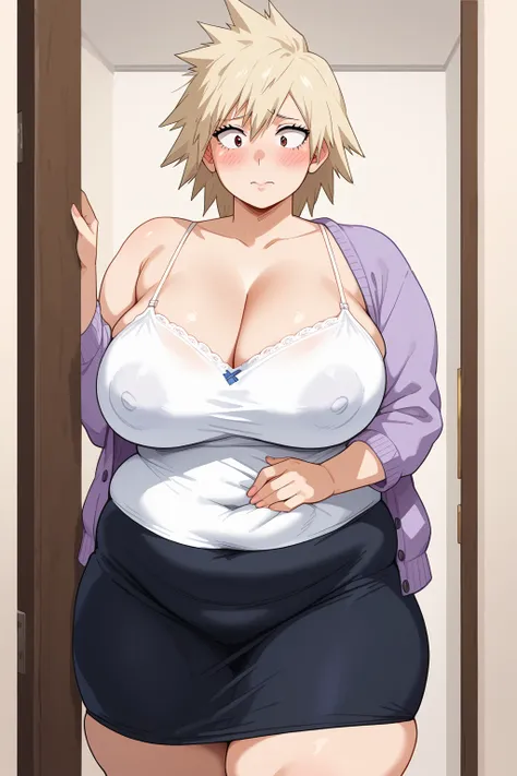   score_9,   score_8_up,   score_7_up,   score_6_up,   score_5_up,   score_4_up,     Masterpiece  ,   top quality,   very aesthetic,   absurd, Mitsuki bakugo purple cardigan,  Long Sleeve ,  white camisole,  black skirt,  source_Anime, Anime screencap,    ...