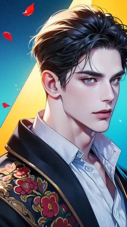 (best quality,4k,8k,highres,masterpiece:1.2),ultra-detailed,(realistic,photorealistic,photo-realistic:1.37),36 year old man,3 day beard,handsome anime,portraits,strong,masculine,dark hair,sharp jawline,mesmerizing eyes,perfectly styled hair,cool anime outf...