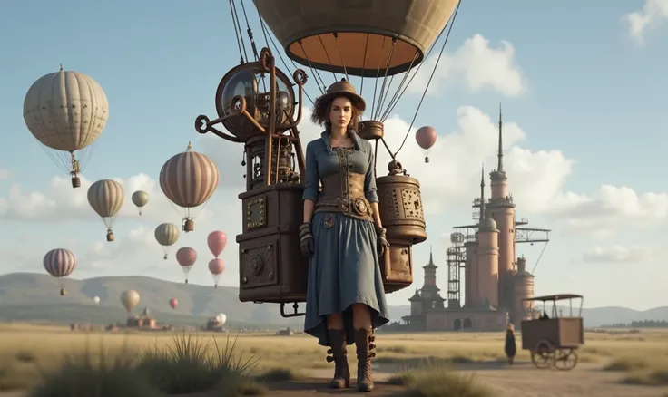 Steampunk balloon woman