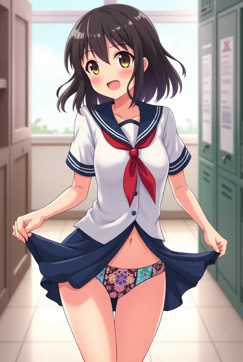 Student in Anime Panties Under Skirt