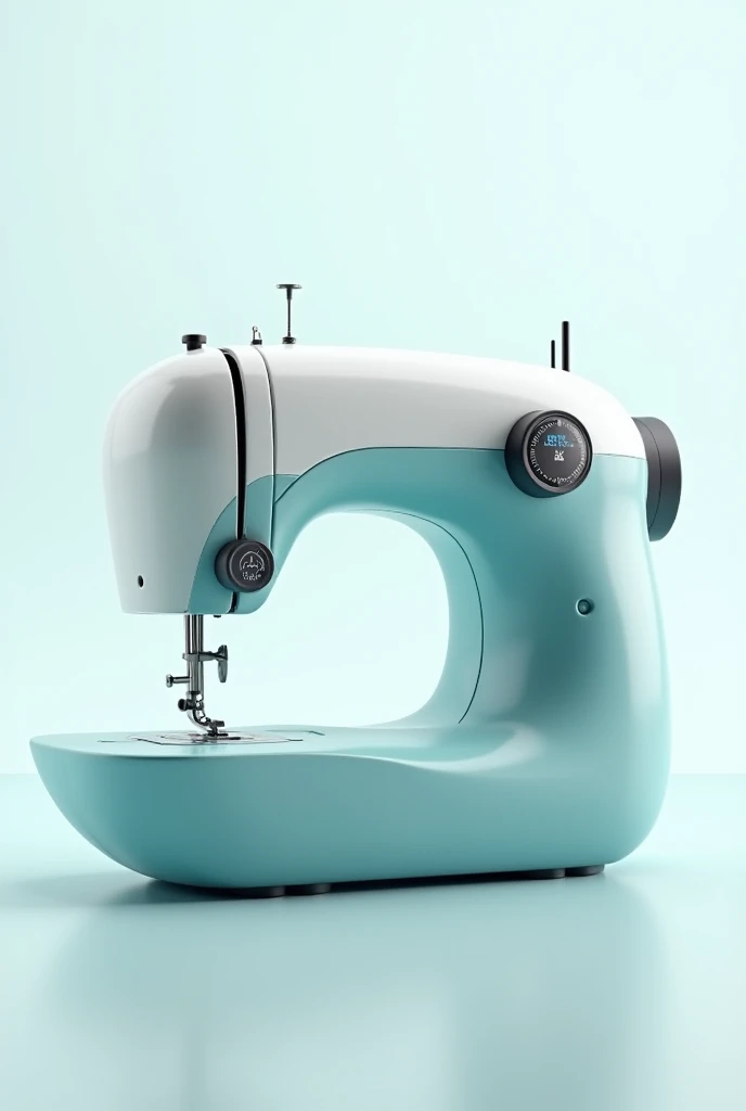  Create a sewing machine, in the colors Tifany blue ,  WHITE AND GRAY GRADIENTS, not cartoon style,  with the transparent background  