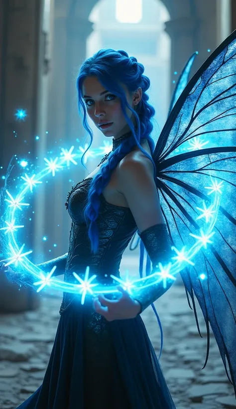 🎨PROMPT SHARE 🎨

Prompt :

neon blue,  green and black plasmaria aquarender poto half the body of a fairy woman with blue hair that in a braid  , black Viking armor and wings glowing blue , with the power emanating from her two hands facing the camera ,  h...