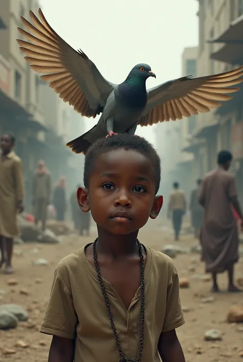 a Haitian boy named Saul living in Pakistan in the midst of a Midwestern conflict while a pigeon takes care of him