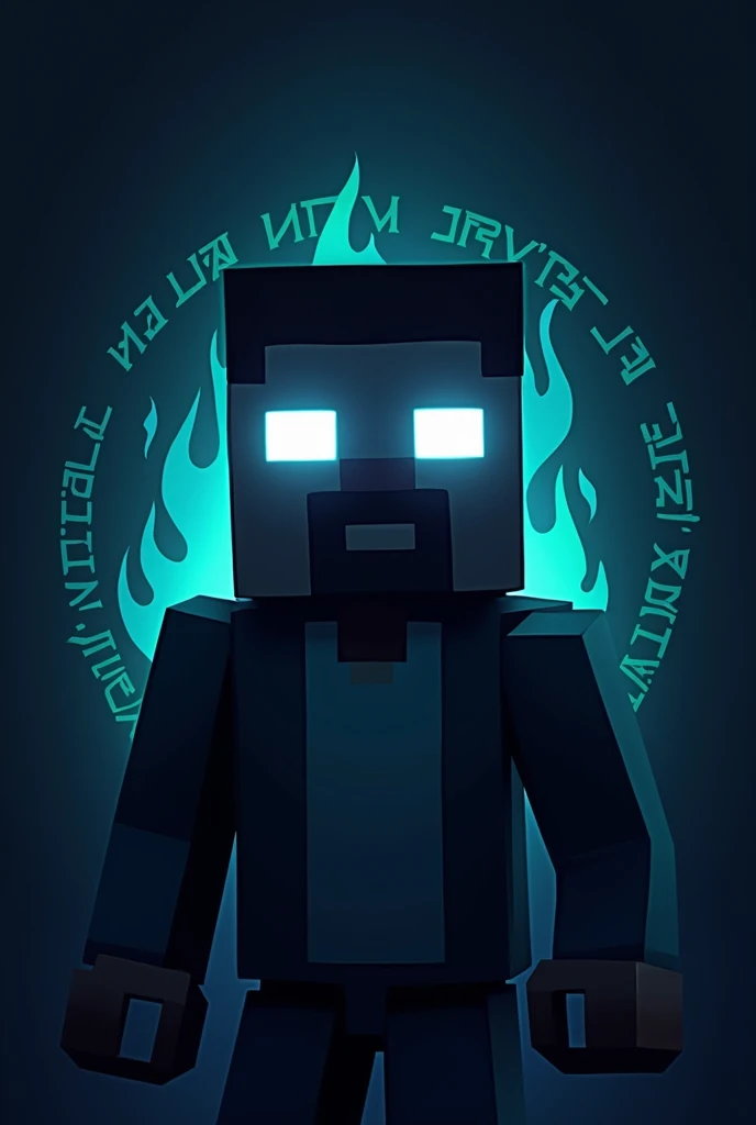 Create a logo for gaming discord on a Minecraft server called TDT and a player with the character of Steve appears with white eyes that glow in the dark