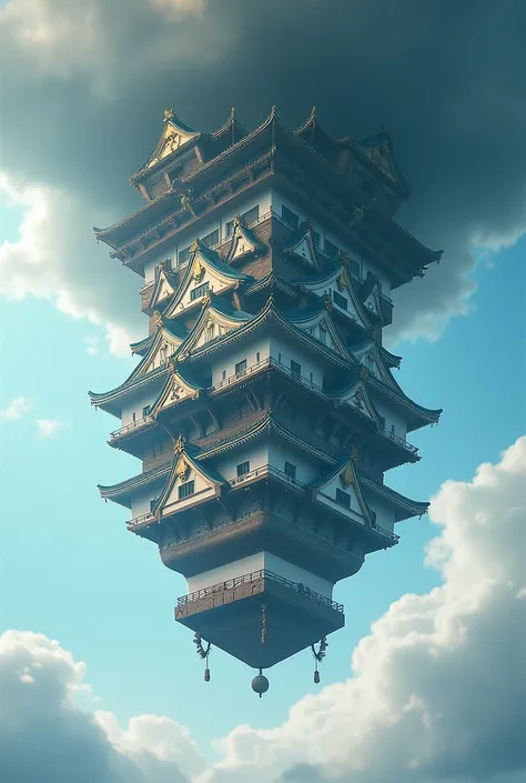 (( top quality)), ((masterpiece)), ( Details), Osaka Castle upside down
