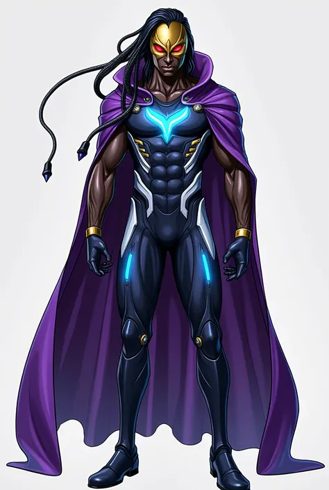 create character, Name: Nebula Sentinel
Gender: Male
Appearance: Nebula Sentinel has long, shiny black hair adorned with futuristic cables that extend from his head, giving him a sleek and modern look. His skin is a deep brown, creating an intriguing contr...