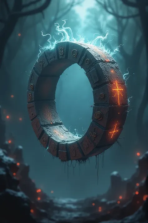 Create an image inspired by the Ring of the Seven Curses from the Minecraft puzzle mod