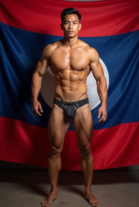 Picture of a full-bodied man ,  full body, Youre young and sexy ,   Important that your feet are visible and you are standing . That you were born and raised in Laos and are the most handsome in your country .  You must wear a brief or thong .  It is impor...