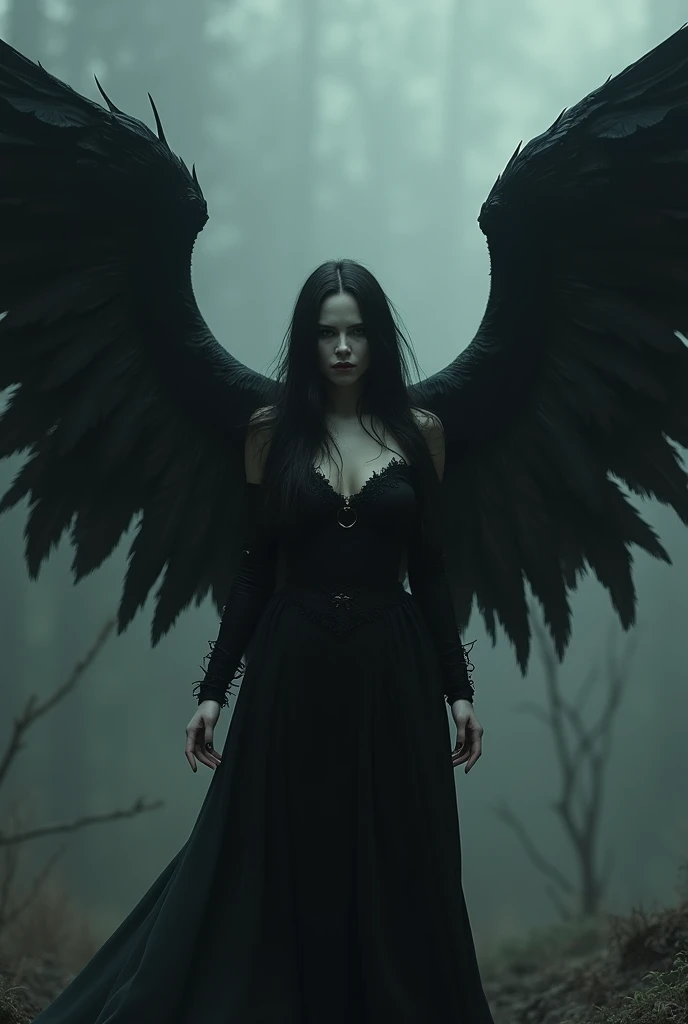 The woman has the wings of the devil

