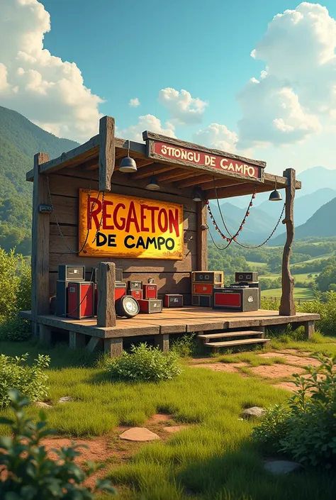 From where do I want a stage that says reggaeton de campo with lyrics 