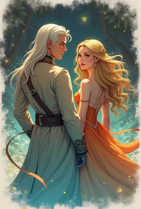 Wattpad Cover Dedicated to Novel by Impossibly    beautiful    Young Femme Fatalein orange dress, Incredibly   beautiful   blonde , Princess of Venus and General of the Earth Army, at all,    beautiful   ,    majestic   ,  courageous mature man with long s...