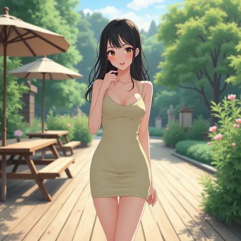  Masterpiece,  wide-angle shot , Panoramic shot,  full body shot , head to toe shot,  anime girl image, Beautiful girl,  UNPARALLELED ASIAN BEAUTY .  Detailed and realistic portrait of a 20-year-old Japanese girl standing ,  posing sensually ,  with one ha...