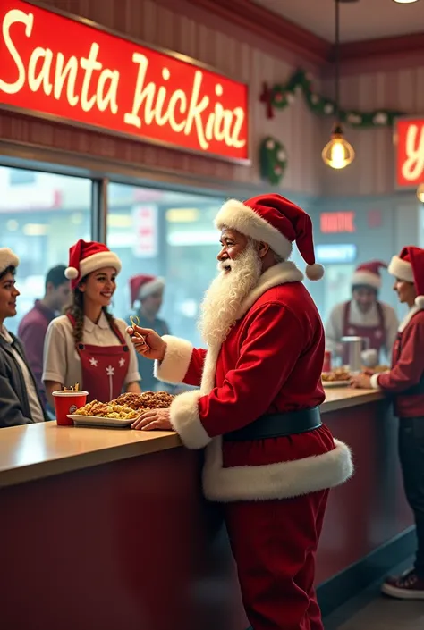 Santa Chicking Restaurant counter food order santa counter Chicking digital lait 
