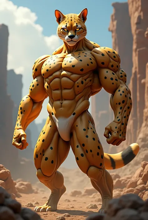  the body of a cheetah and the body of a Saitama man to make a strong body 