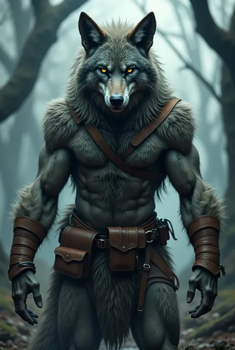 Wolf with man&#39;s leather 