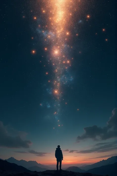 A man sees a mole of stars falling to the earth