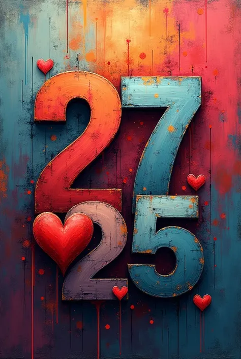 A painting with the number 27 25 with a heart 