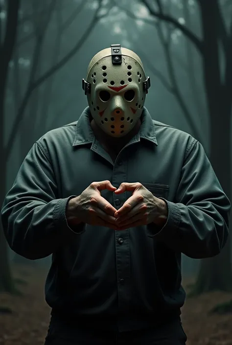 Jason from Friday the 13th making a heart with his hands, Make it too cuddly