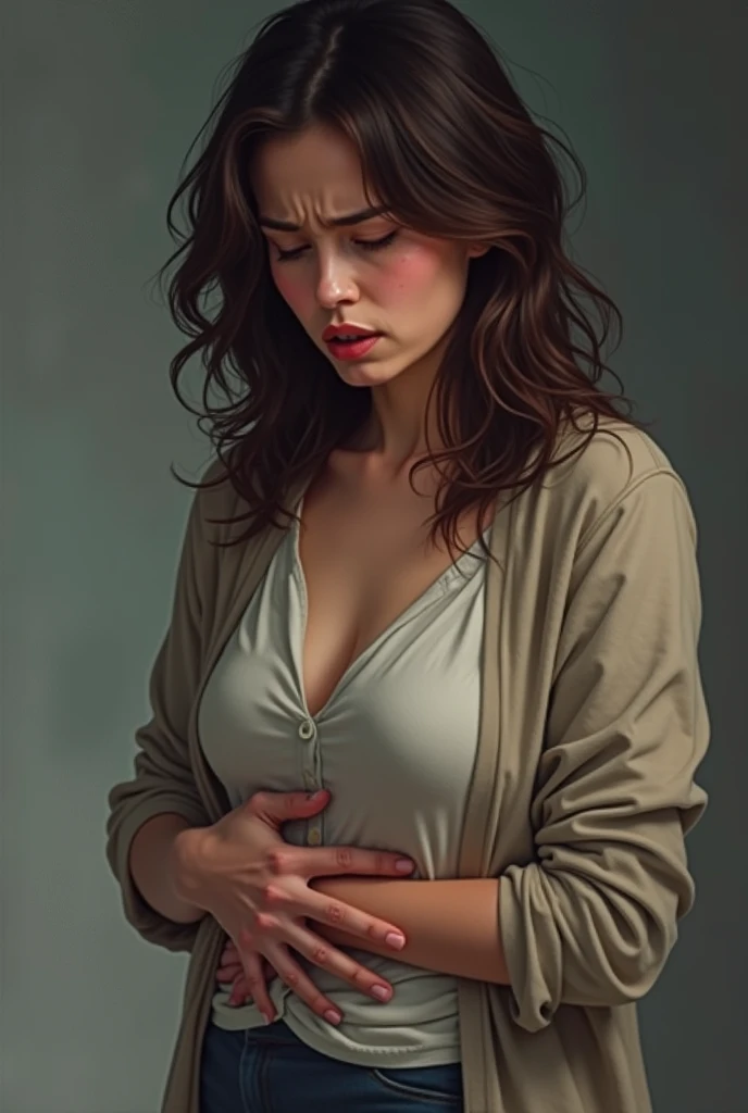 Picture of a woman with an upset stomach