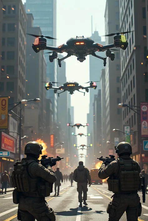 US Military shooting for own Alien colorful Drones in downtown New Jersey 