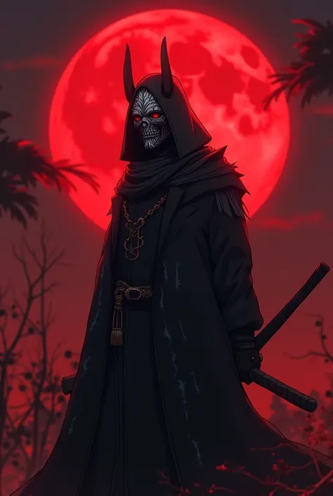  A man with an Anbumaske anime, In the red moon  