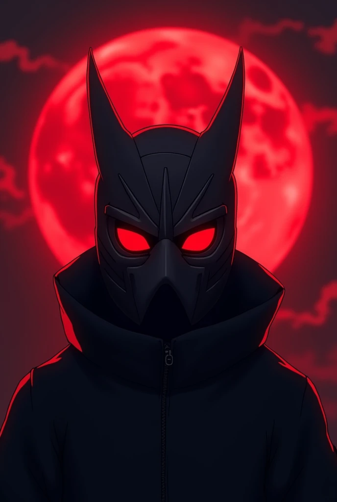  A meme with an Anbu mask from Naruto anime, In the red moon , funny design  