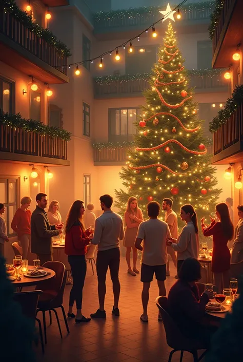 Christmas party at an apartment house 