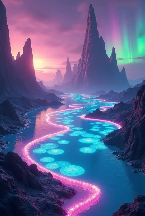 A vibrant, futuristic YouTube thumbnail showcasing 9 surreal natural wonders. Include glowing bioluminescent beaches, colorful thermal pools, alien-like rock formations, and vibrant auroras in the background. Add bold, eye-catching text that says ‘9 Natura...