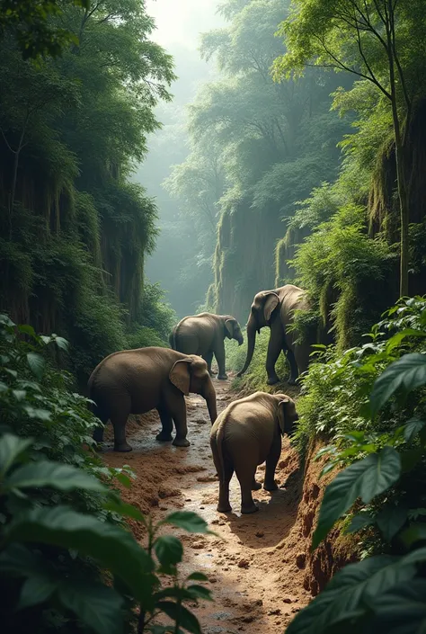 One day there was an incident where the earth was dug to create a river in the forest, but this task could not be achieved because the area to be dug was too narrow and difficult for large animals to enter. 