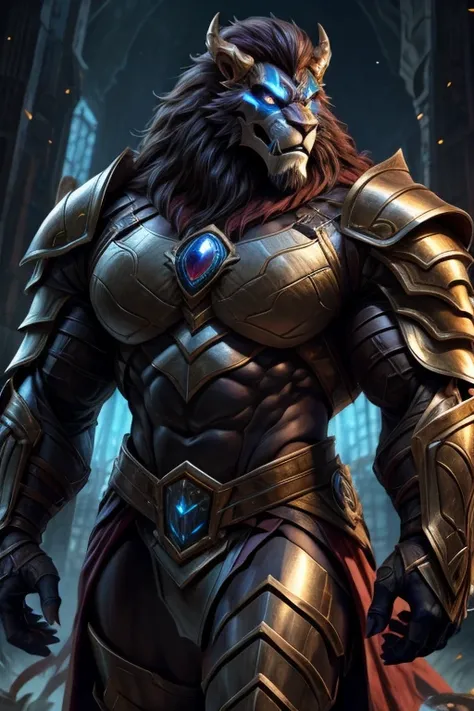 Muscle々The lion phantom wearing that armor( Beast Man)、 handsome face、whole body