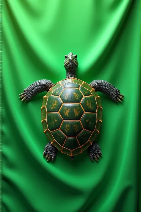 Green color flag with turtle