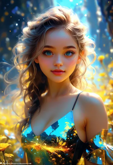 smiling girl fotorealizm błyszcząca skóra , czarne krótkie poszatpane włosy seductive look,there is a digital painting a black and white field, 4k highly detailed digital art, 4k detailed digital art, detailed fantasy digital art, digital art 4k unsettling...