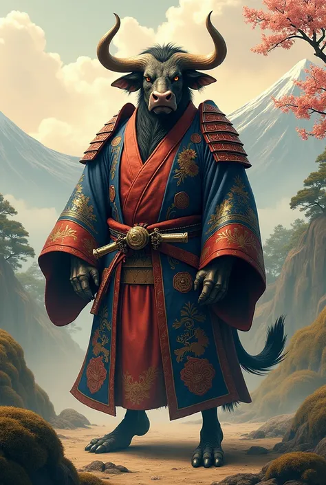 Nirotaurus wearing a samurai kimono 